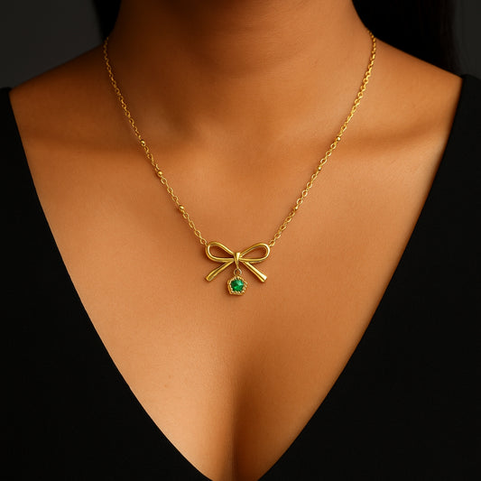Emerald Bow Pendant
