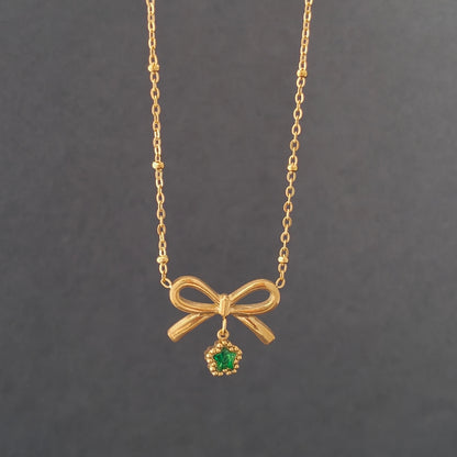 Emerald Bow Pendant